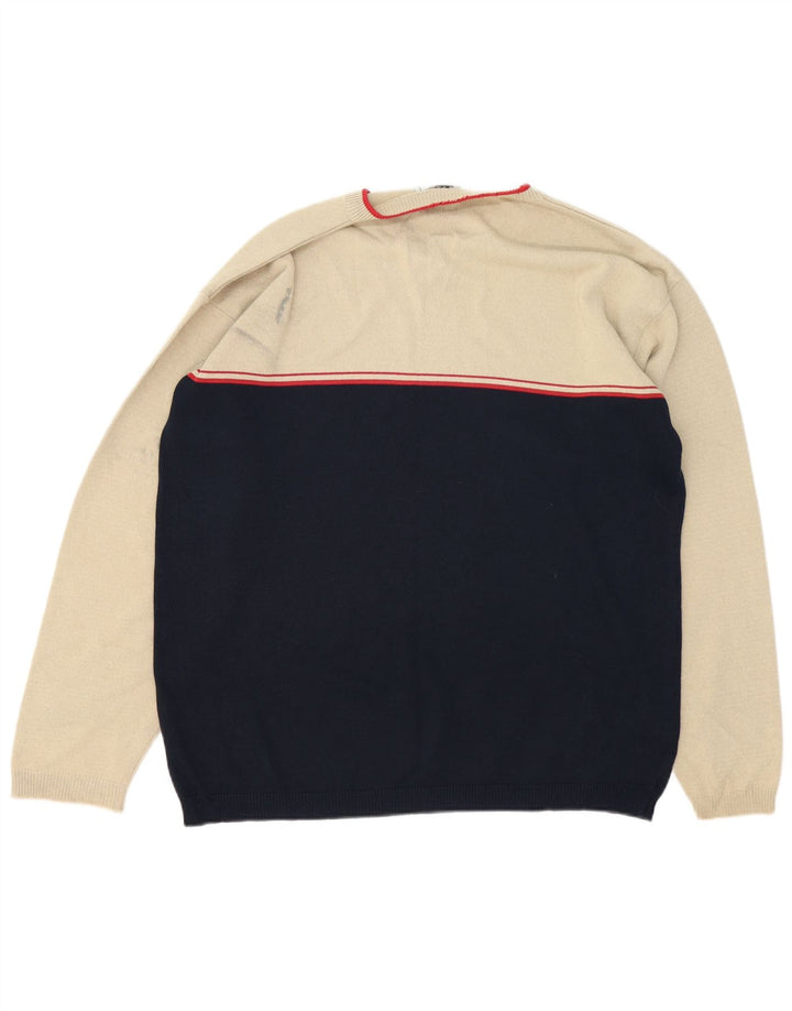 Vintage sweater til mænd Stor Beige Colourblock Polyacryl