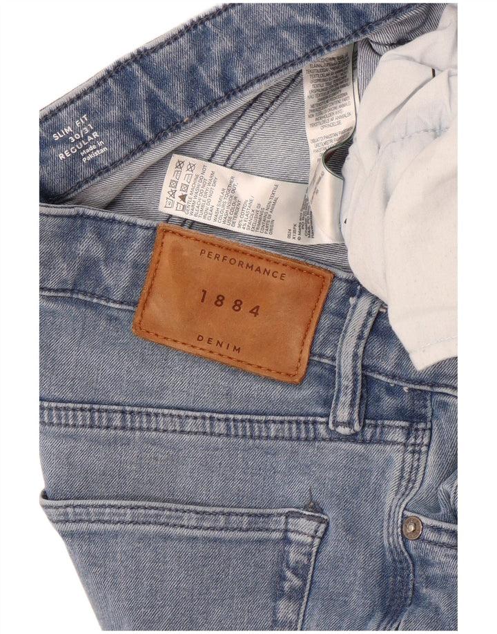 Marks & Spencer Herre Regular Slim Jeans W30 L31 Blå Bomuld