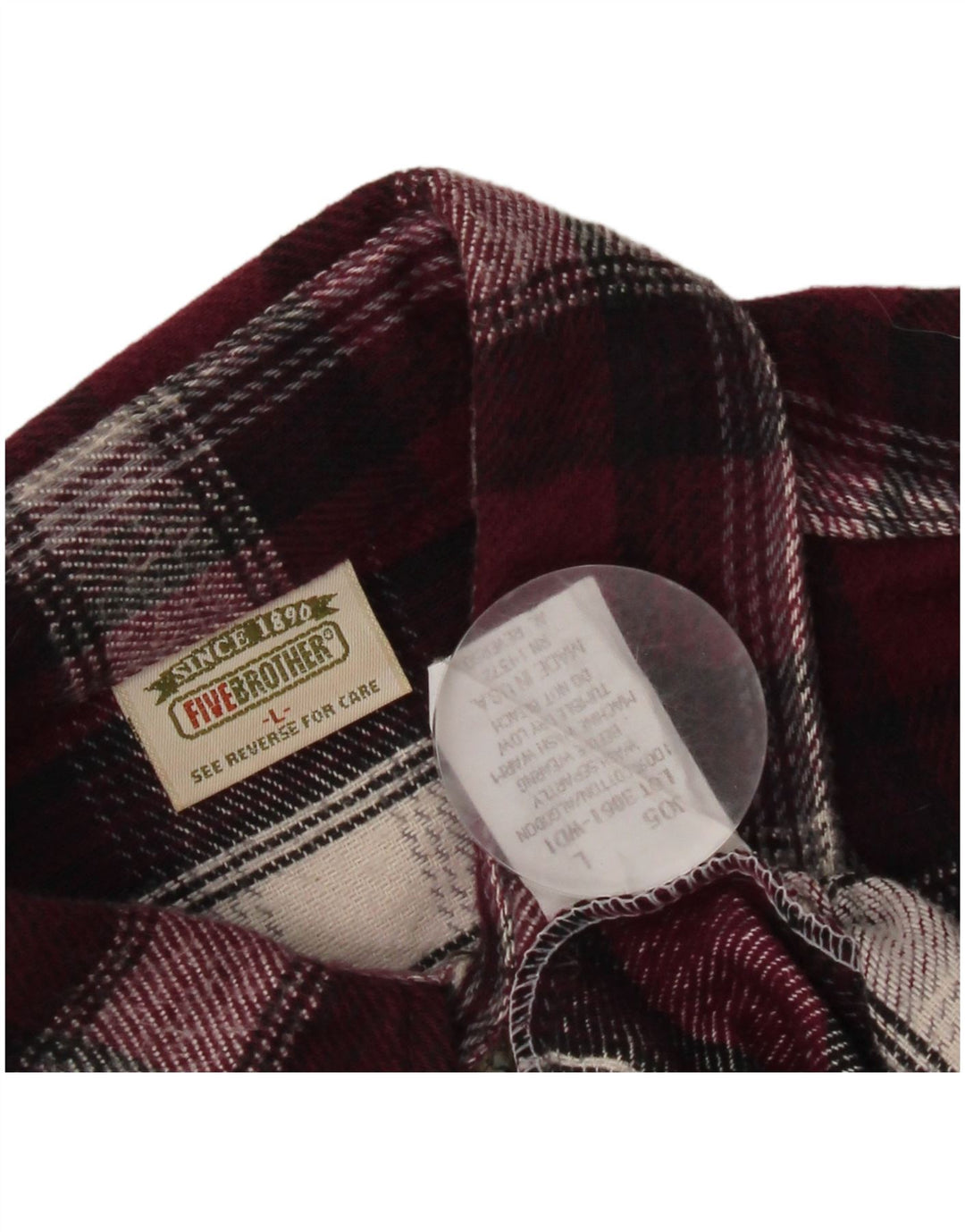Vintage flannelskjorte til mænd Stor Bourgogne ternet bomuld