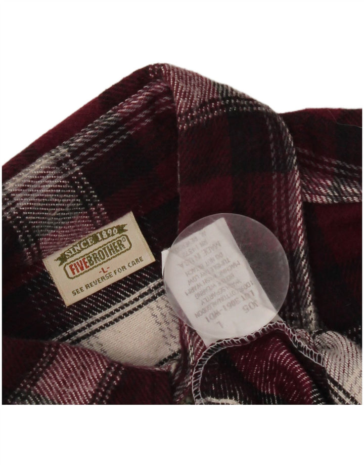 Vintage flannelskjorte til mænd Stor Bourgogne ternet bomuld