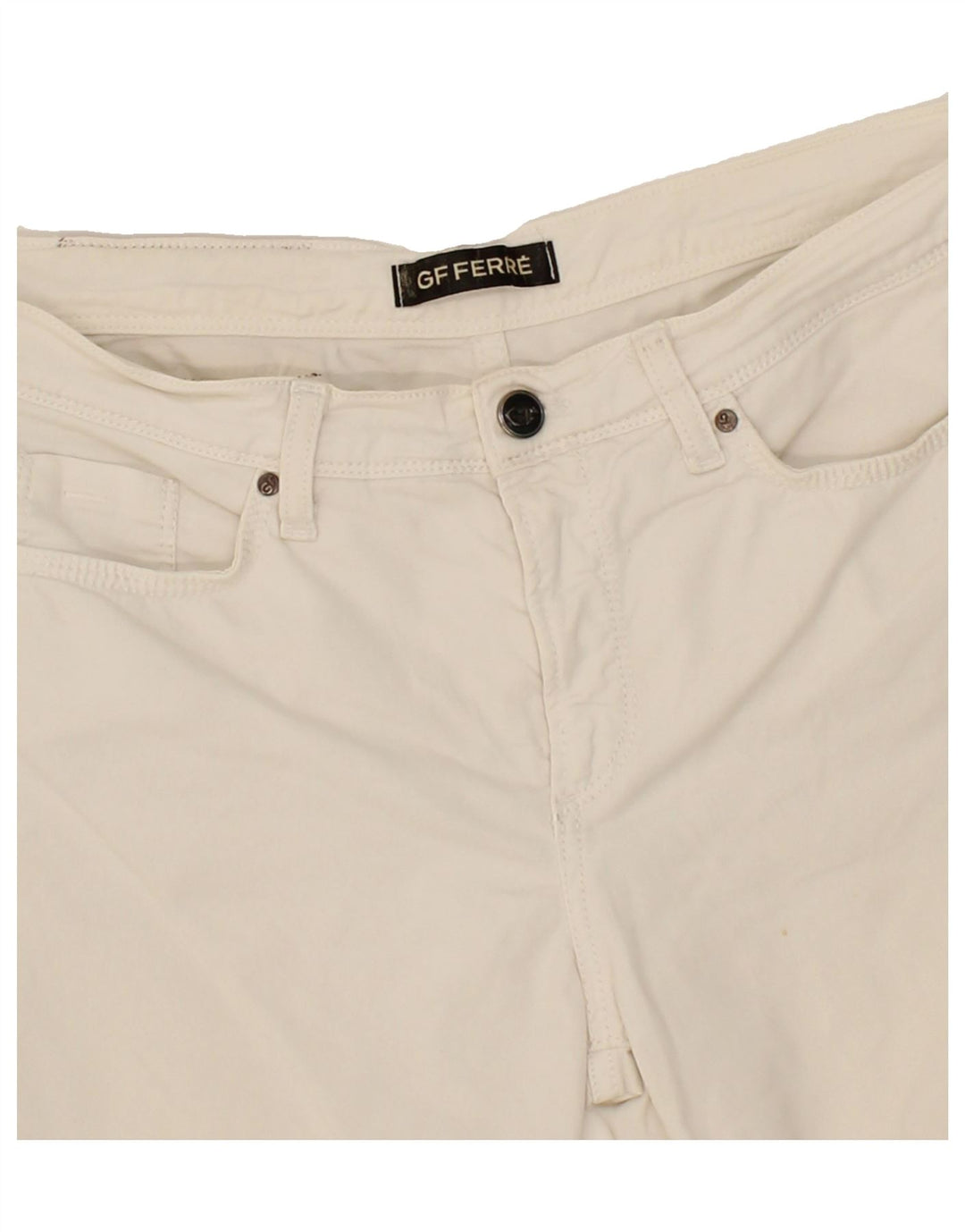 GF FERRE Womens Straight Casual Trousers IT 44 Medium W30 L30  White Vintage GF Ferre and Second-Hand GF Ferre from Messina Hembry 