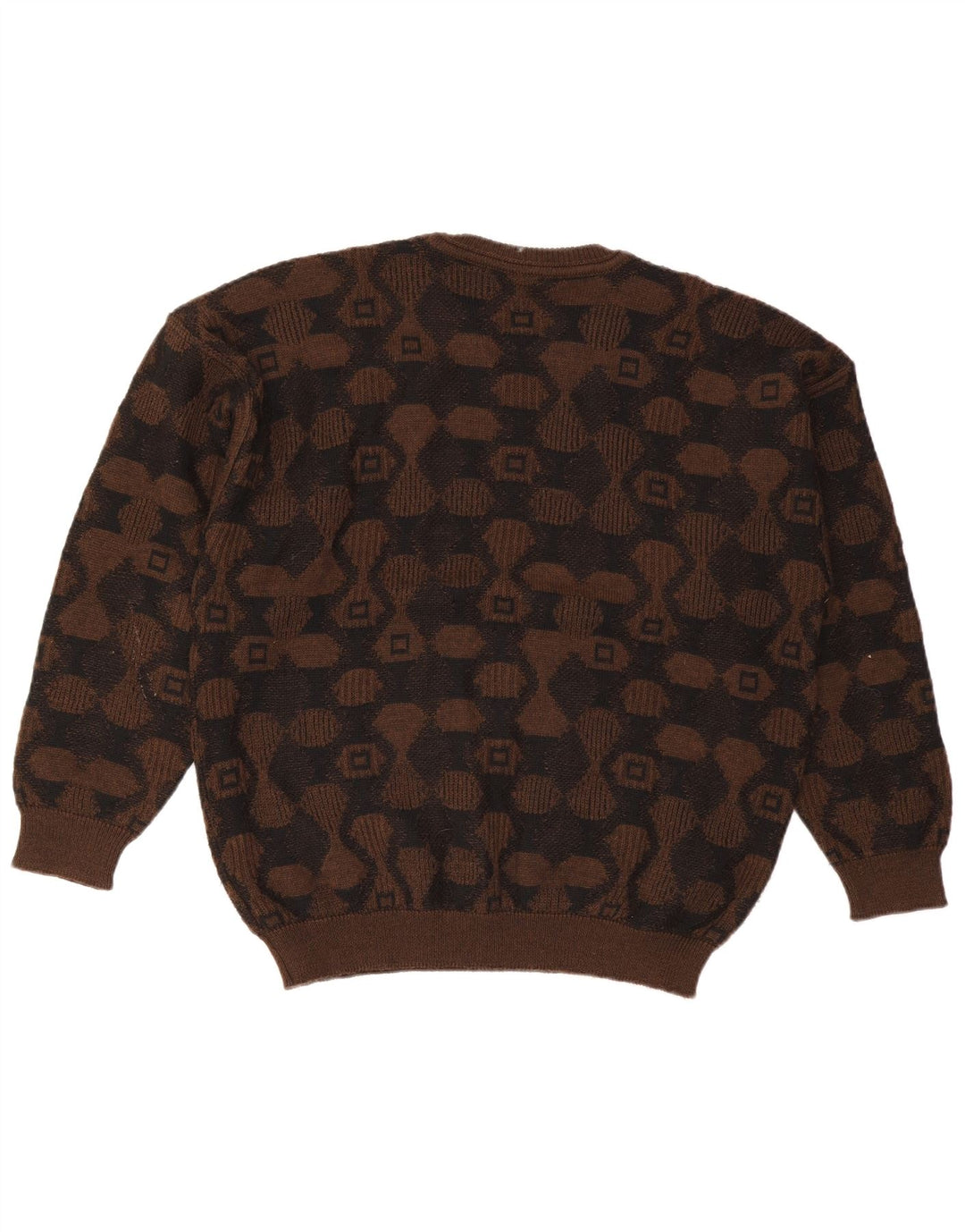 Baffo herre rund hals sweater stor brun Argyle/diamant akryl