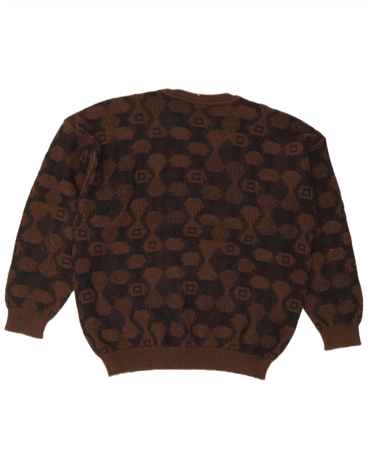 Baffo herre rund hals sweater stor brun Argyle/diamant akryl
