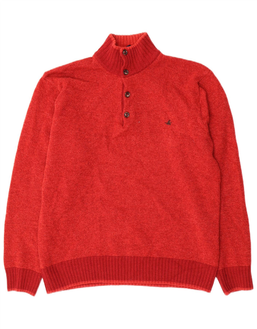 Brooksfield Herre Button Neck Jumper Sweater IT 48 Medium Rød Uld