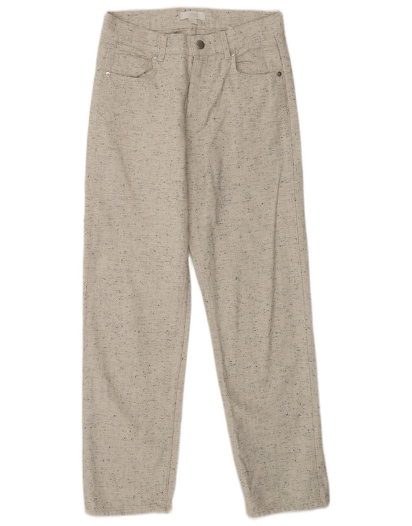 Cos Womens Straight Casual Trousers W25 L27 Off White Flecked Cotton