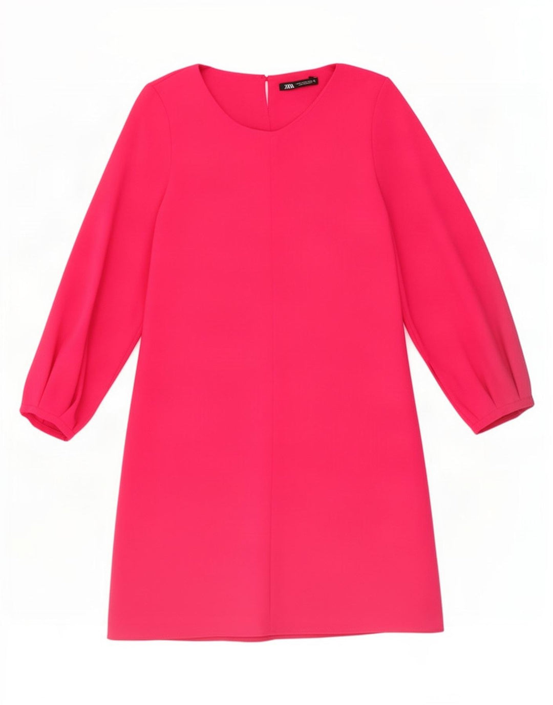 Zara Dame 3/4-ærmet A-line kjole UK 12 Medium Pink Polyester