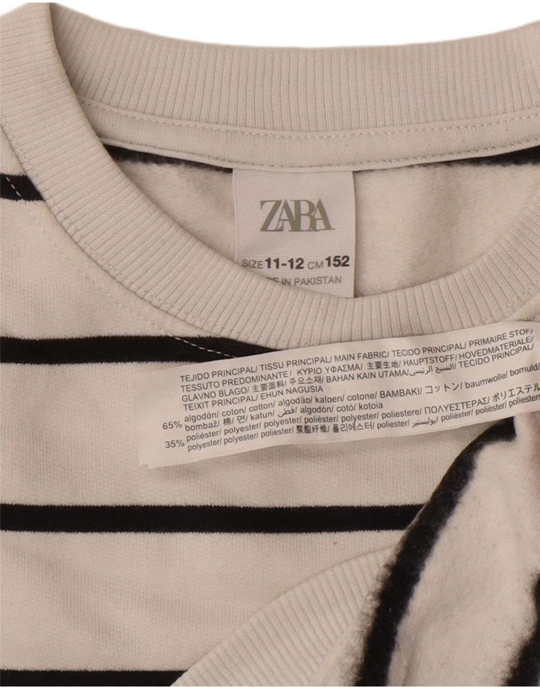 Zara Boys Sweatshirt Jumper 11-12 år Hvidstribet bomuld