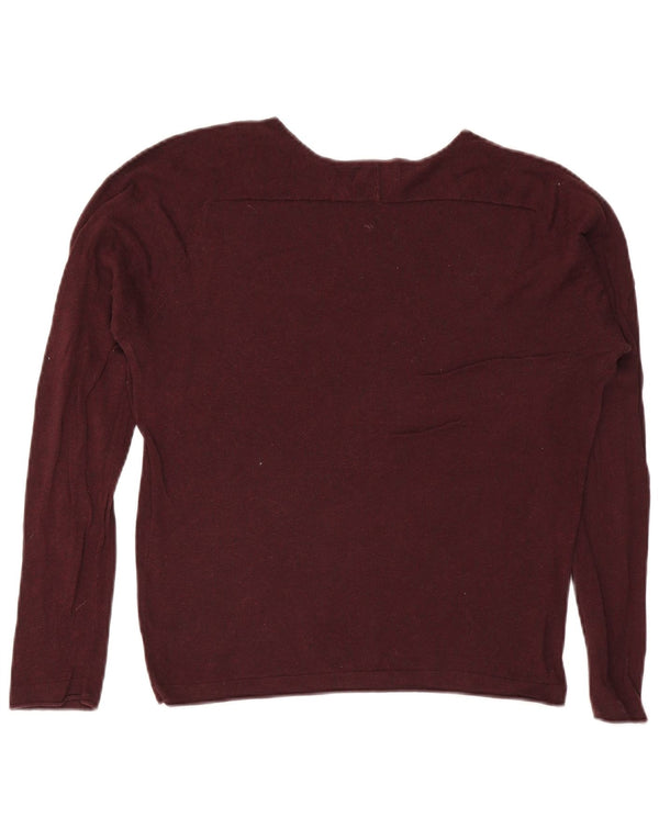 Zara Herre Boat Neck Jumper Sweater Medium Burgundy