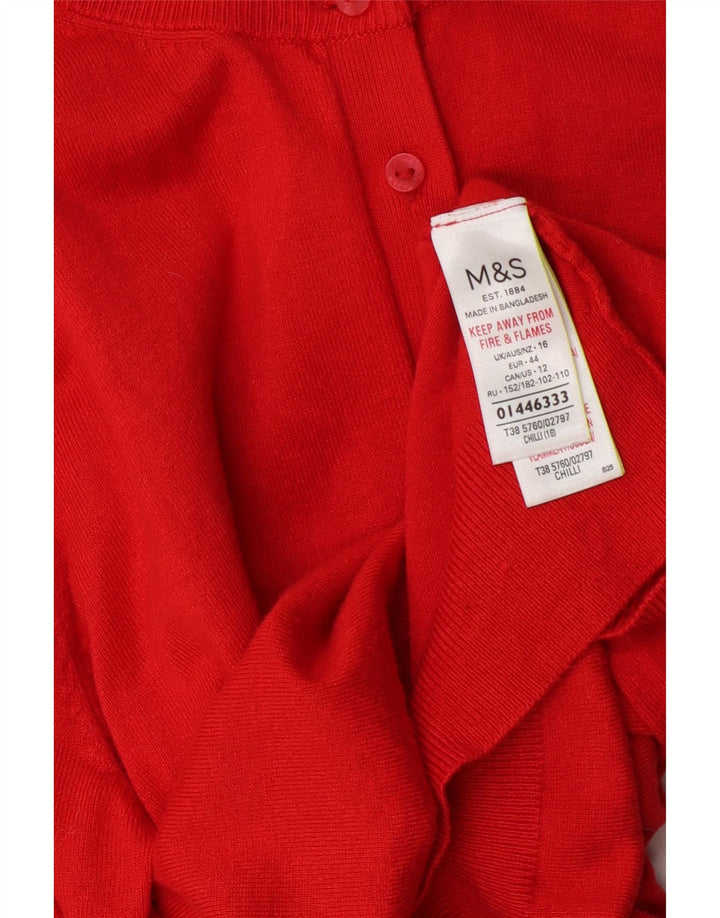 Marks & Spencer Dame Cardigan Sweater UK 16 Large Red Viscose