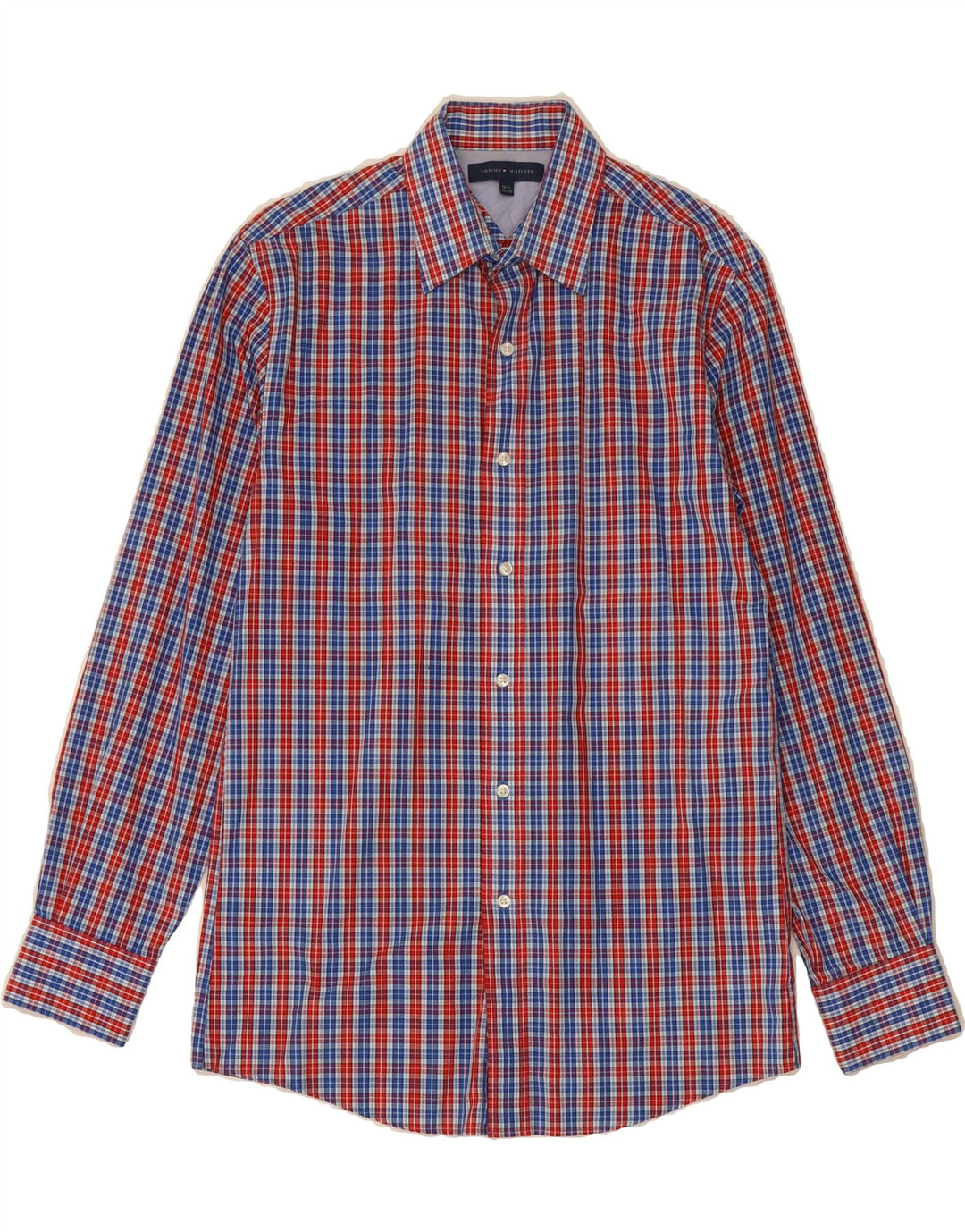 TOMMY HILFIGER Mens Shirt Size 14 1/2 Small Red Check Cotton Vintage Tommy Hilfiger and Second-Hand Tommy Hilfiger from Messina Hembry 