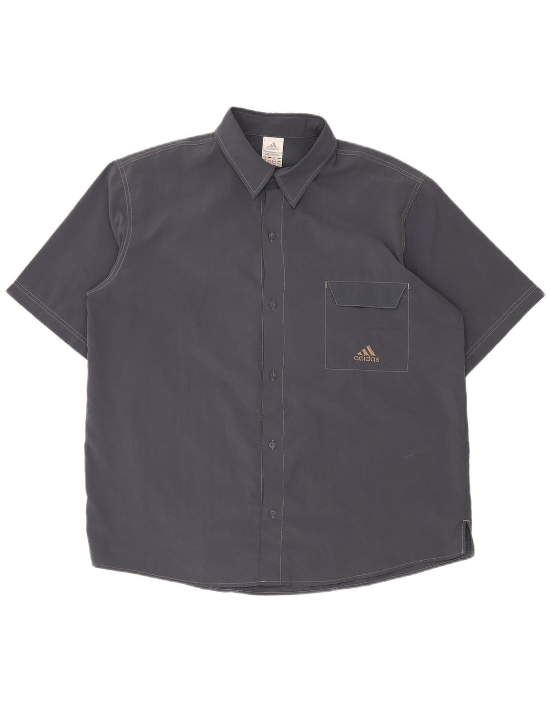 ADIDAS Kortærmet Herreskjorte UK 46/48 XL Navy Blue Polyester