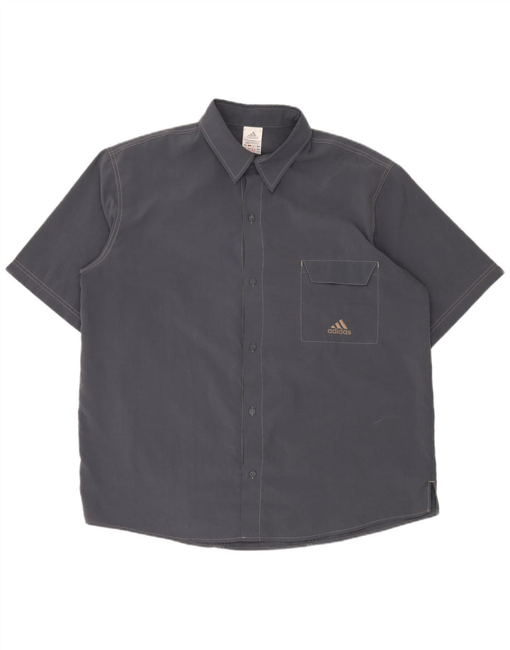 ADIDAS Kortærmet Herreskjorte UK 46/48 XL Navy Blue Polyester