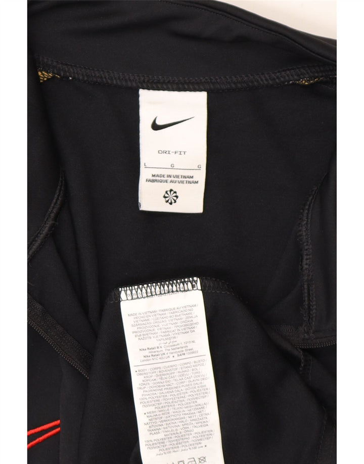 Nike Herre Dri Fit Pullover med lynlås-hals Træningsdragt Top Stor Sort Colourblock
