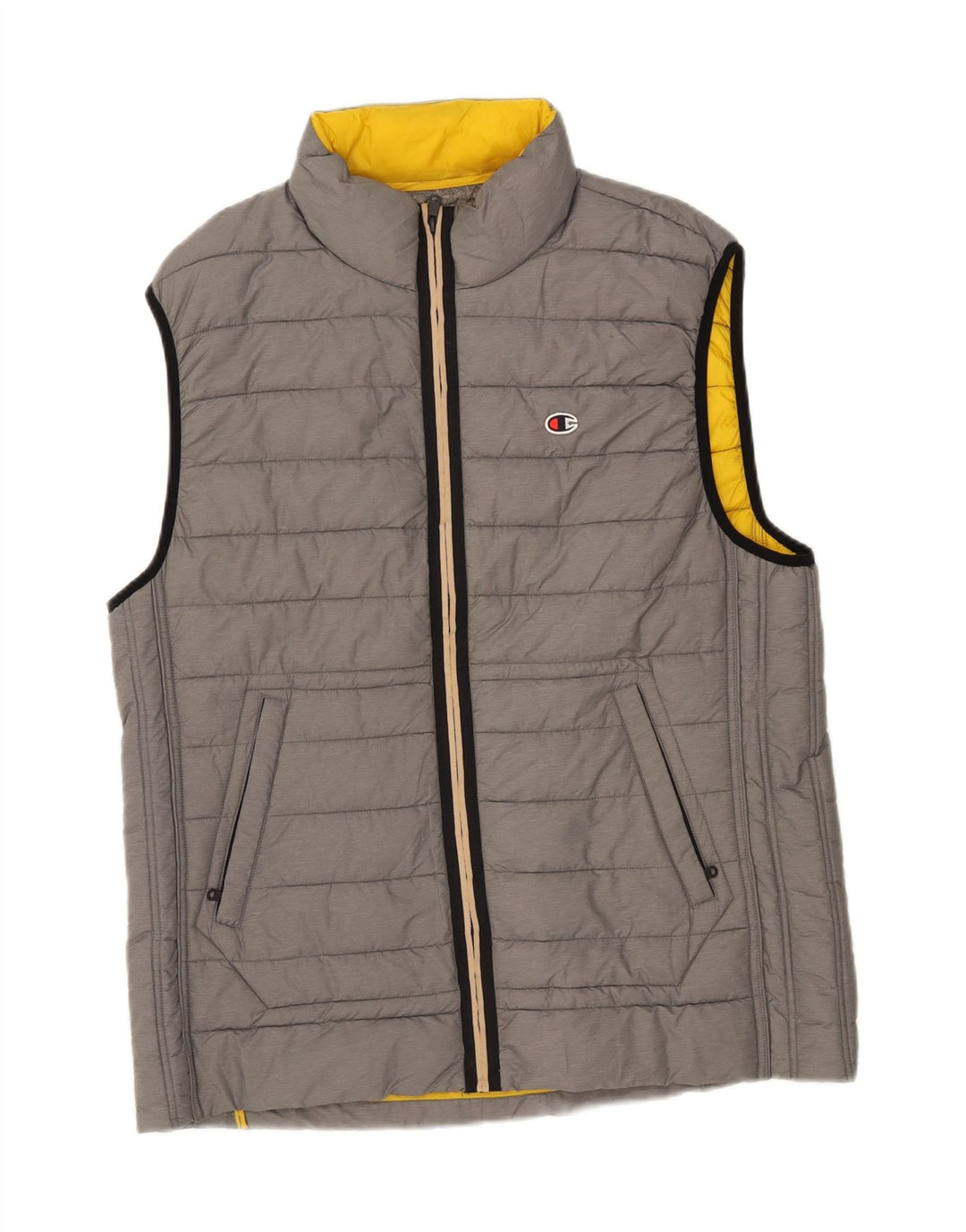 CHAMPION Mens Padded Gilet UK 44 2XL Grey Polyamide Vintage Champion and Second-Hand Champion from Messina Hembry 