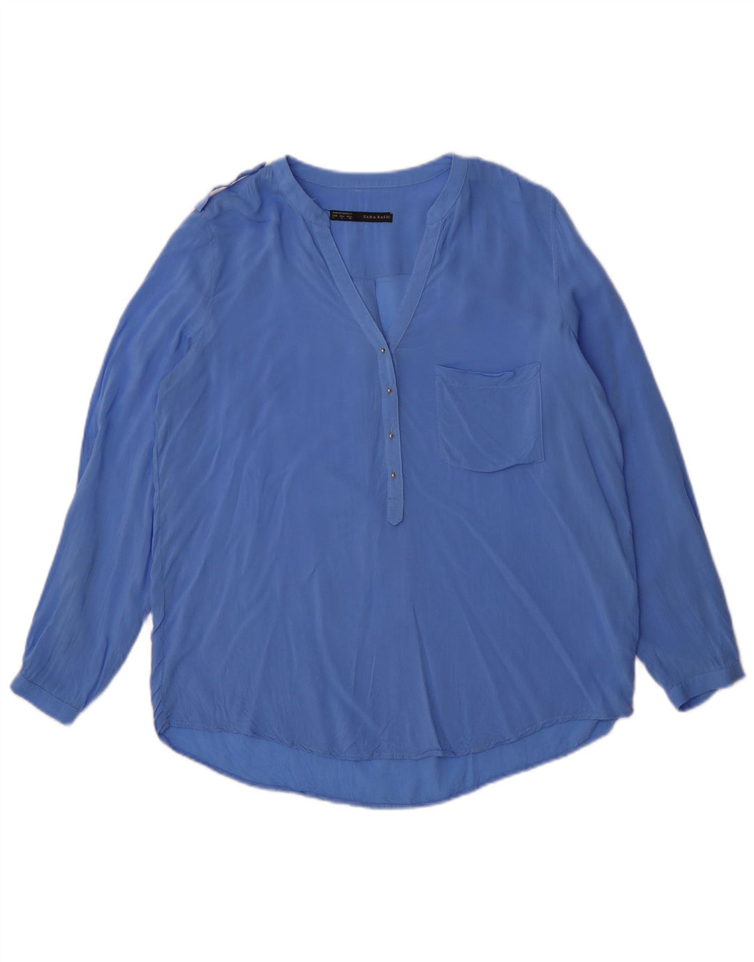 ZARA Womens Long Sleeve Blouse Top UK 16 Large Blue