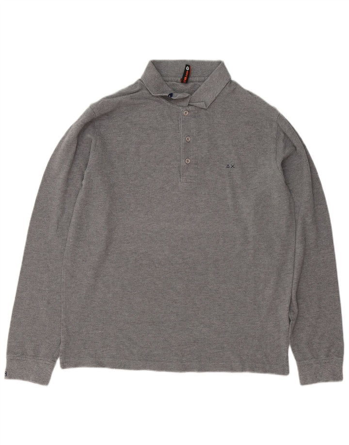 Sun68 Langærmet herre poloshirt Stor grå bomuld