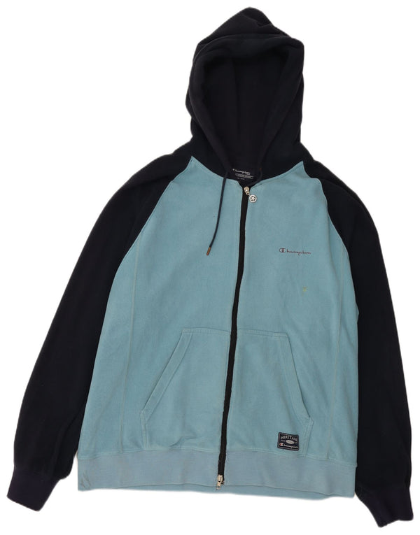 CHAMPION Herre Hættejakke i fleece UK 42 XL Blå Colourblock Polyester
