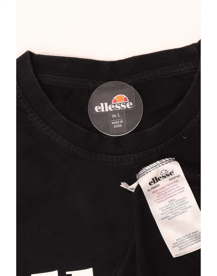 Ellesse Herre Grafisk T-Shirt Top Stor Sort Bomuld