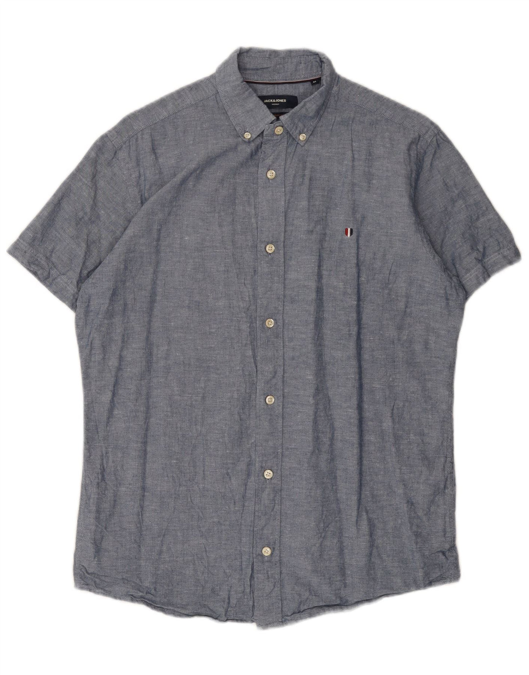 Jack & Jones kortærmet herreskjorte mellemblå bomuld