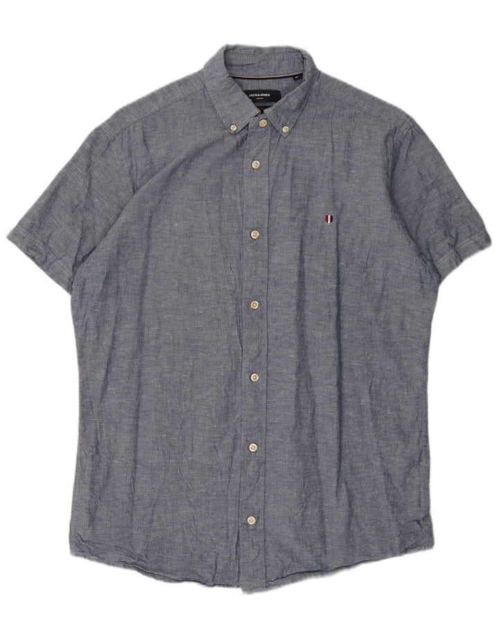 Jack & Jones kortærmet herreskjorte mellemblå bomuld