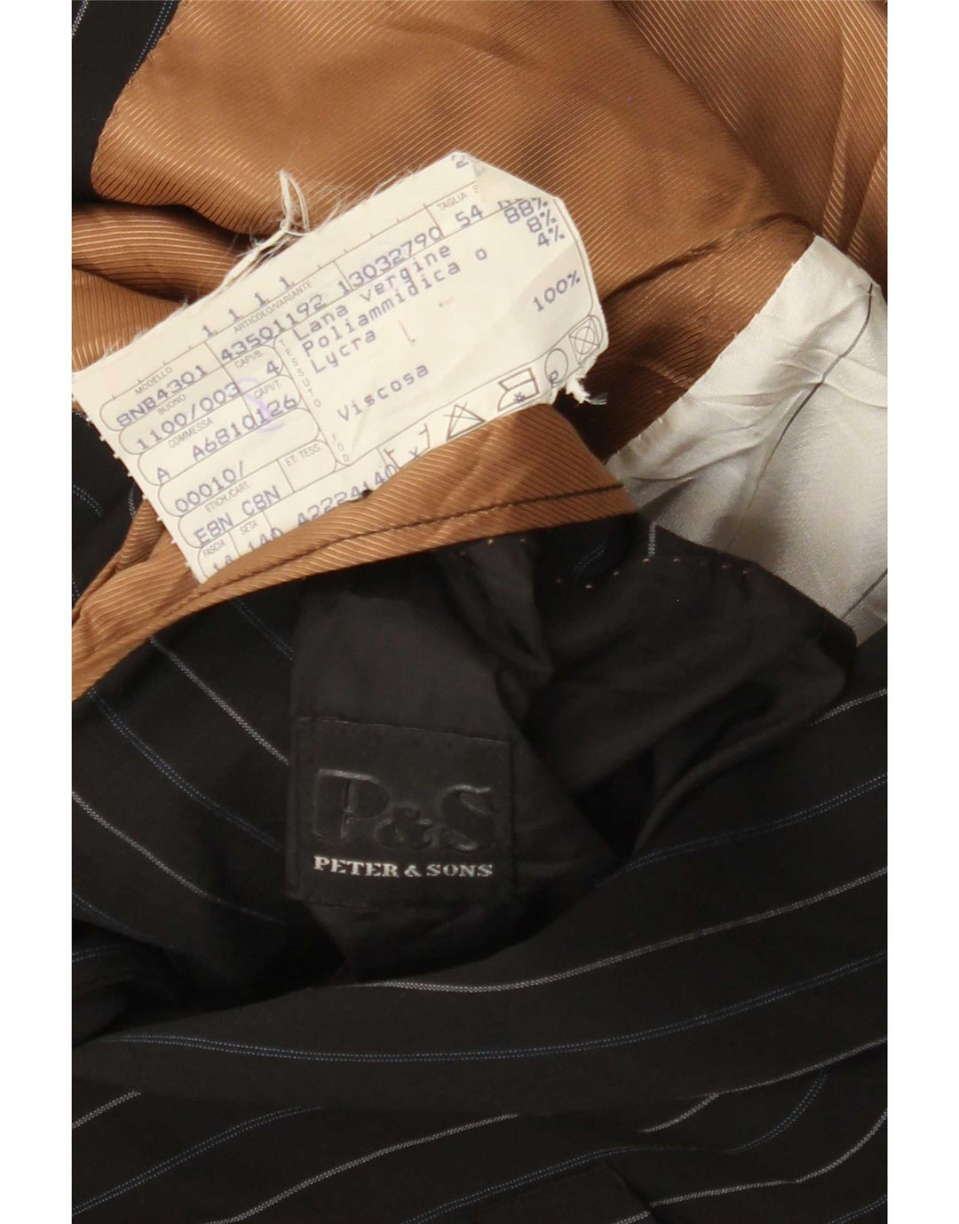 Peter & Sons Herre 3-knaps blazerjakke IT 54 2XL Sort Stribet Uld