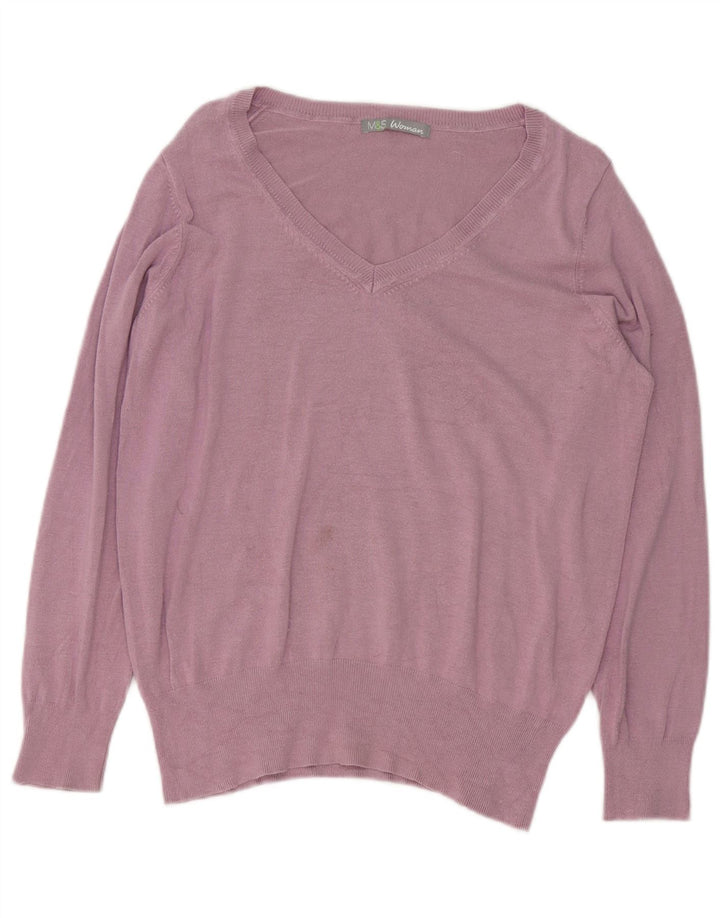 Marks & Spencer Dame V-hals sweater UK 16 Large Purple