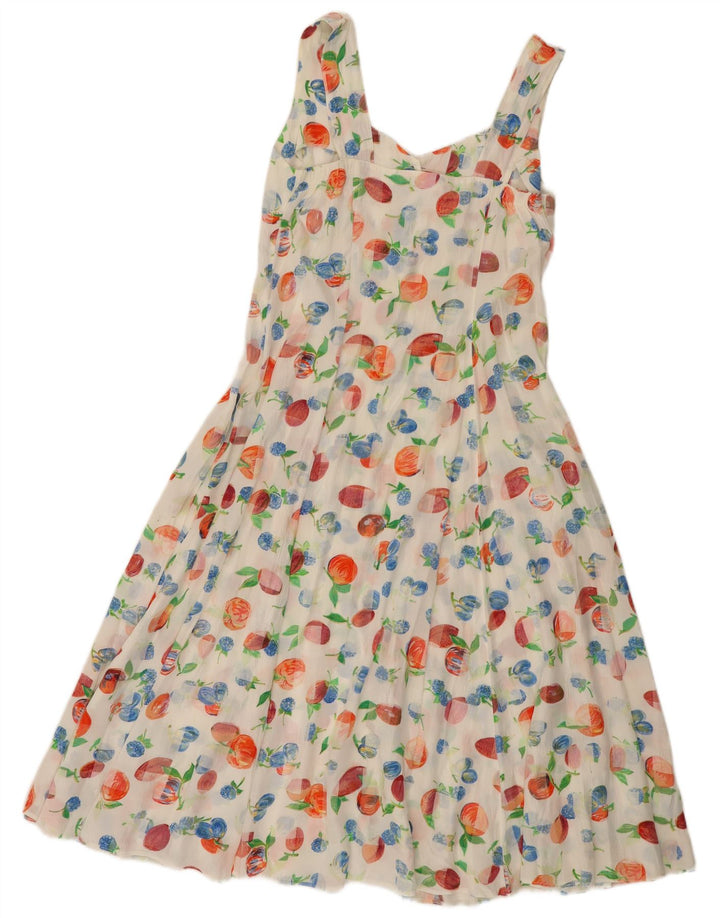 Vilona Moda Dame Ærmeløs A-Line Kjole EU 40 Medium White Floral
