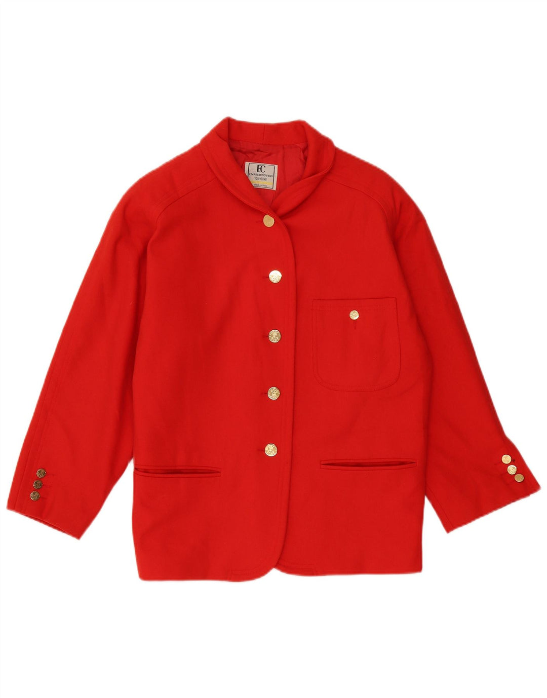 Enrico Coveri Dame Oversized 5 Button Blazer Jacket UK 10 Small Red Uld