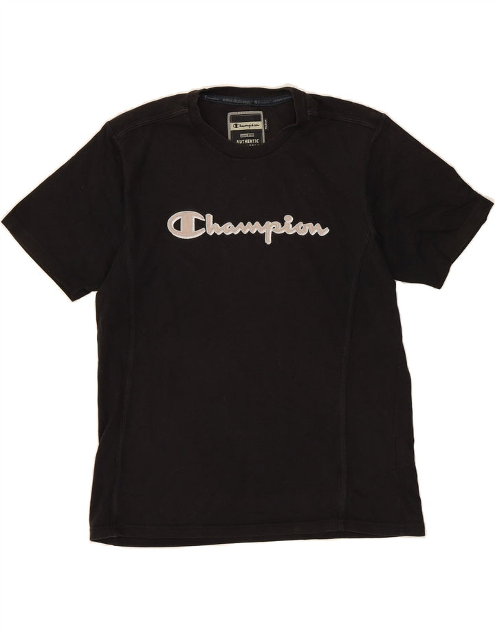 CHAMPION Mens Graphic T-Shirt Top Medium Black Vintage Champion and Second-Hand Champion from Messina Hembry 