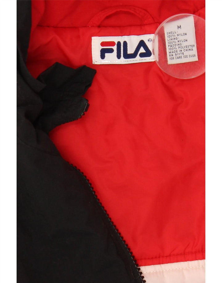 Fila Herre grafisk polstret jakke UK 38 Medium Sort Colourblock Nylon