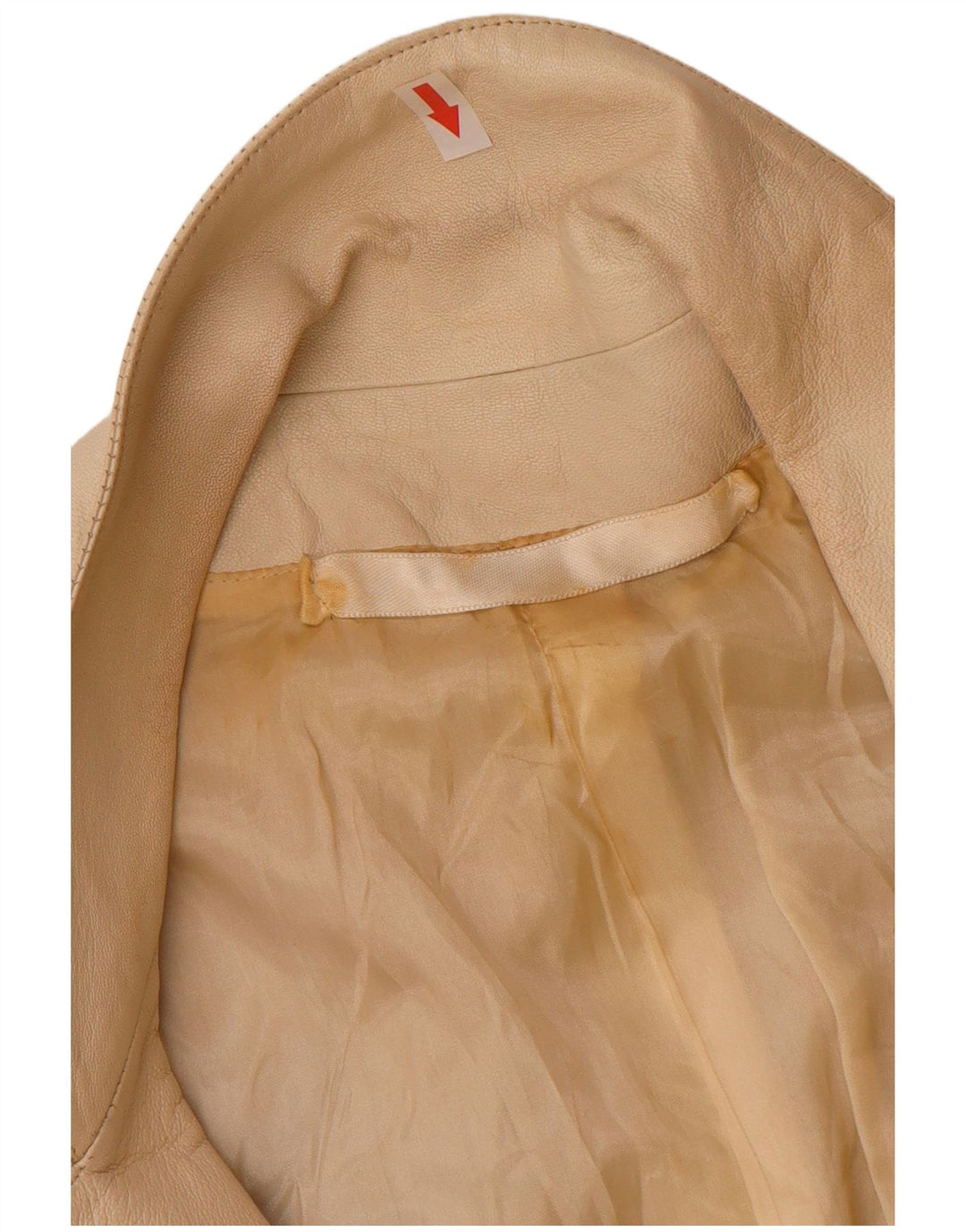 Vintage Dame Dobbeltradet Læder Blazer Jakke UK 12 Medium Beige