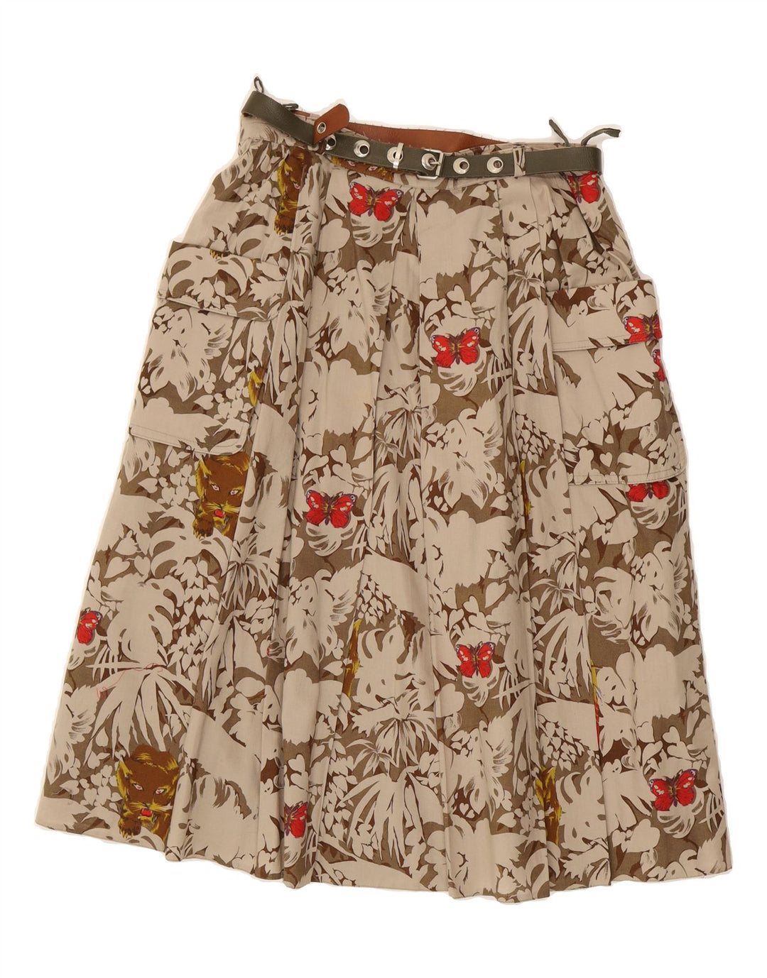 BARDEHLE Womens Flared Skirt IT 42 Medium W30 Beige Floral Cotton Vintage Bardehle and Second-Hand Bardehle from Messina Hembry 