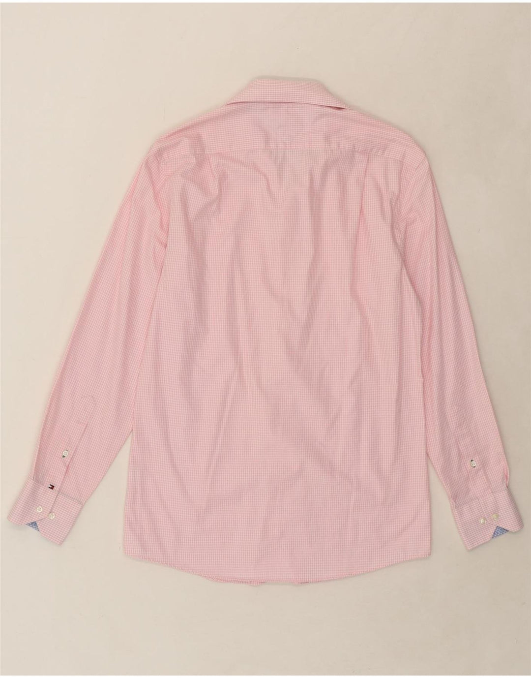 TOMMY HILFIGER Mens Shirt Size 15 Medium Pink Gingham Cotton Vintage Tommy Hilfiger and Second-Hand Tommy Hilfiger from Messina Hembry 