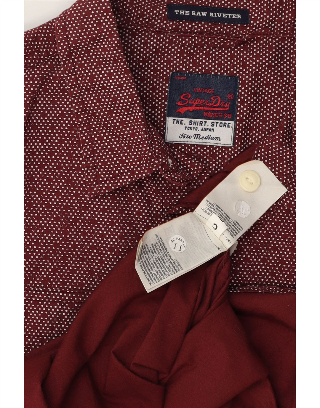 SUPERDRY Herreskjorte Medium Burgundy plettet bomuld