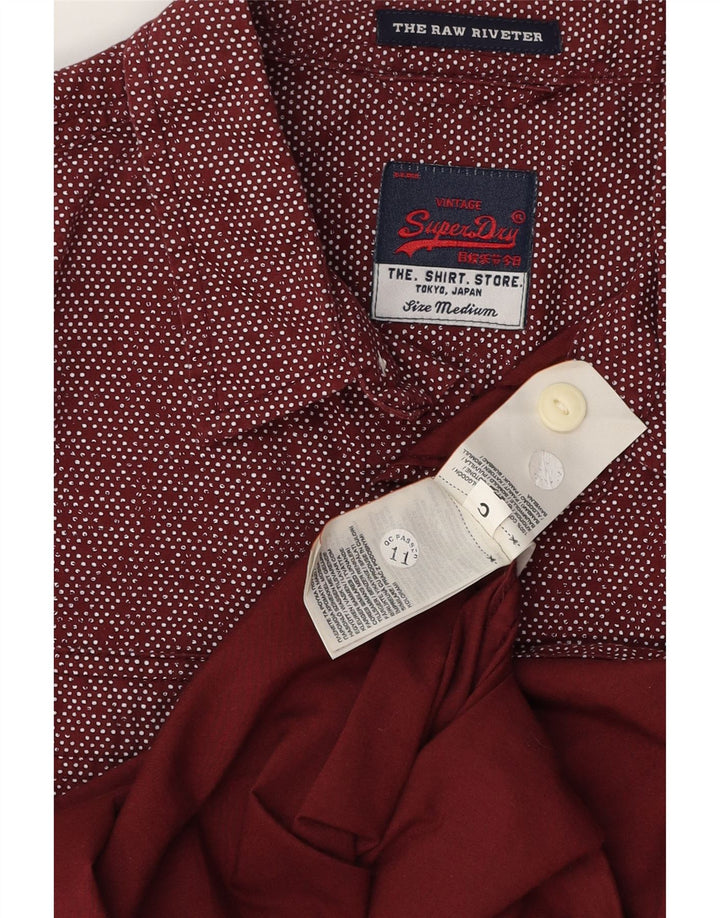 SUPERDRY Herreskjorte Medium Burgundy plettet bomuld