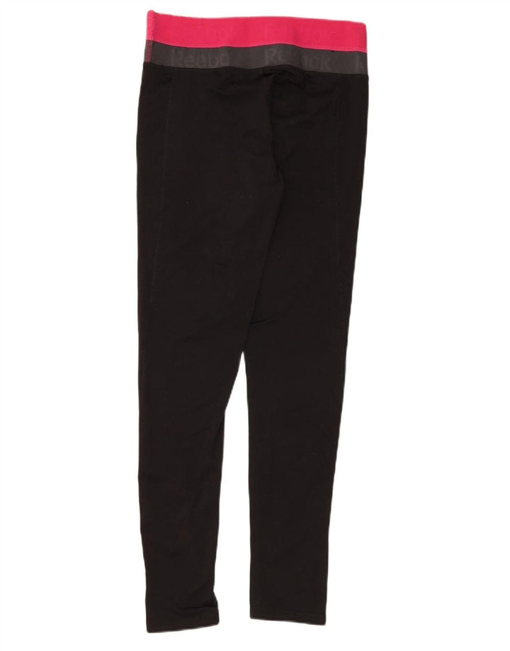 REEBOK Womens Graphic Leggings UK 8 Small  Black Colourblock Polyester