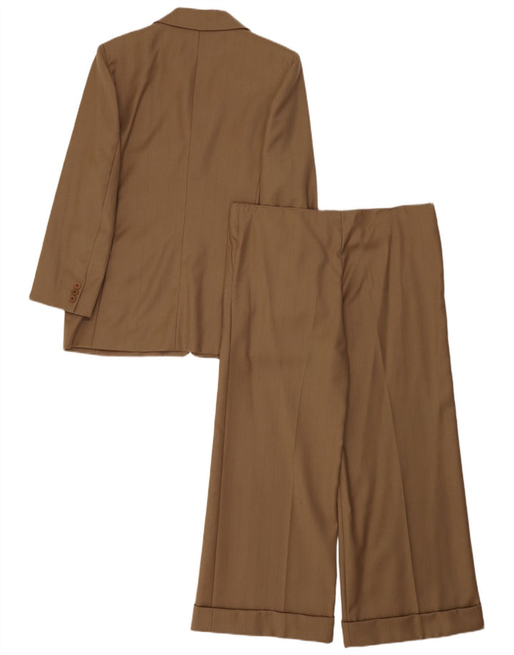 Byblos Dame 3-knap 2-delt jakkesæt IT 46 Large W36 L27 Khaki nålestribe
