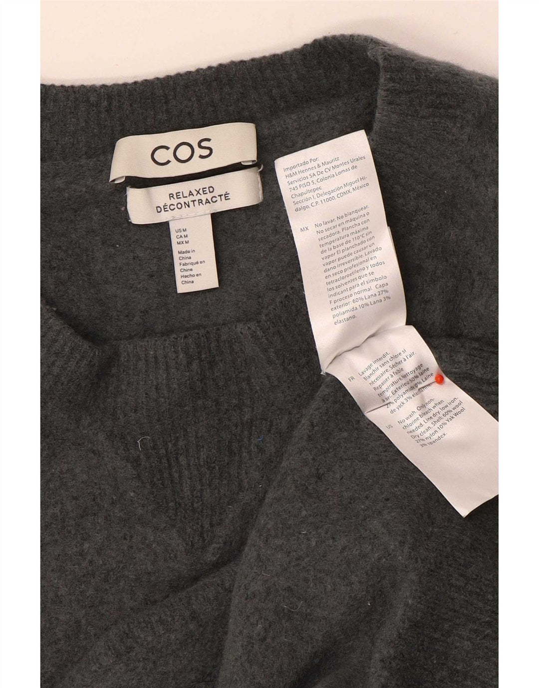 Cos Womens Relaxed Fit Jumper Sweater UK 14 Medium Grey