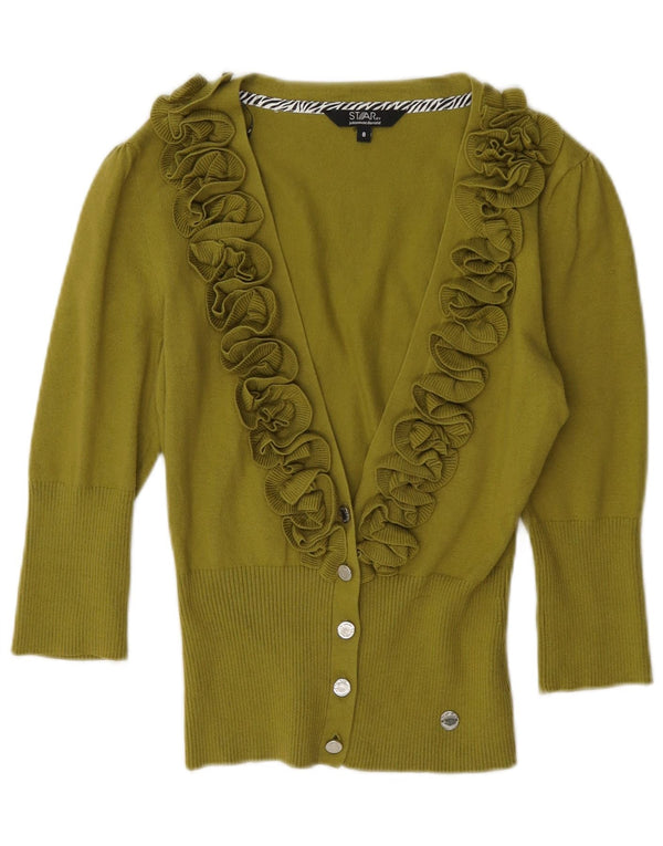 Star by Julien Macdonald Dame 3/4-ærmet cardigantrøje UK 8 Small Khak