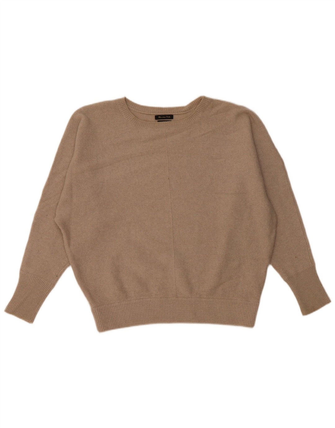 Massimo Dutti Dame Oversized Boat Neck Jumper Sweater UK 6 XS Beige Uld