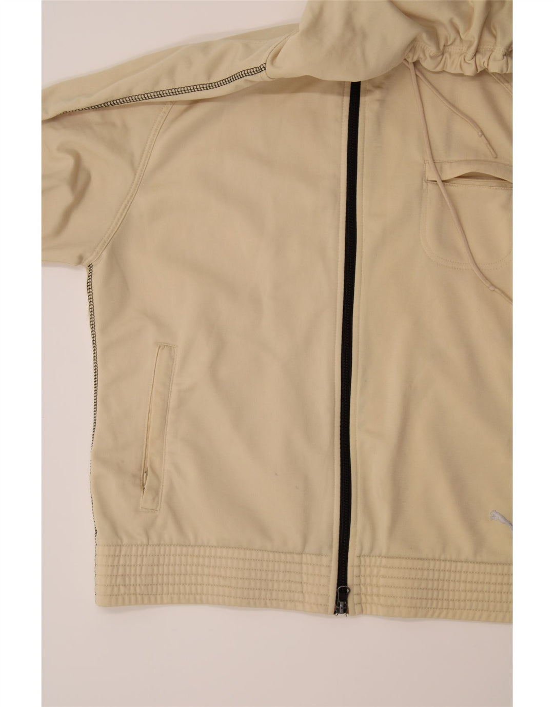 PUMA Womens Zip Hoodie Sweater UK 14 Large Beige Polyester Vintage Puma and Second-Hand Puma from Messina Hembry 