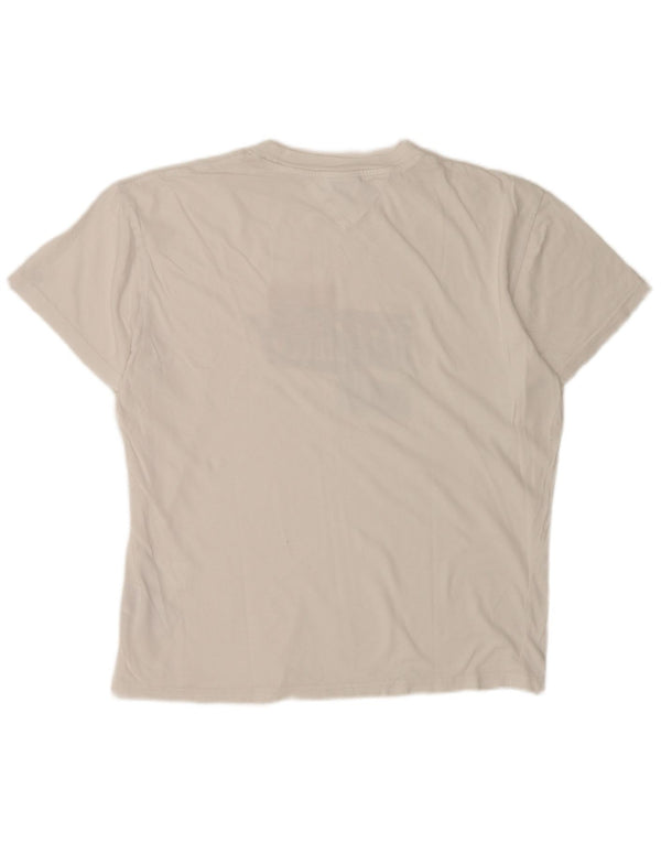 Tommy Hilfiger Herre grafisk T-shirt Top Medium Hvid Bomuld