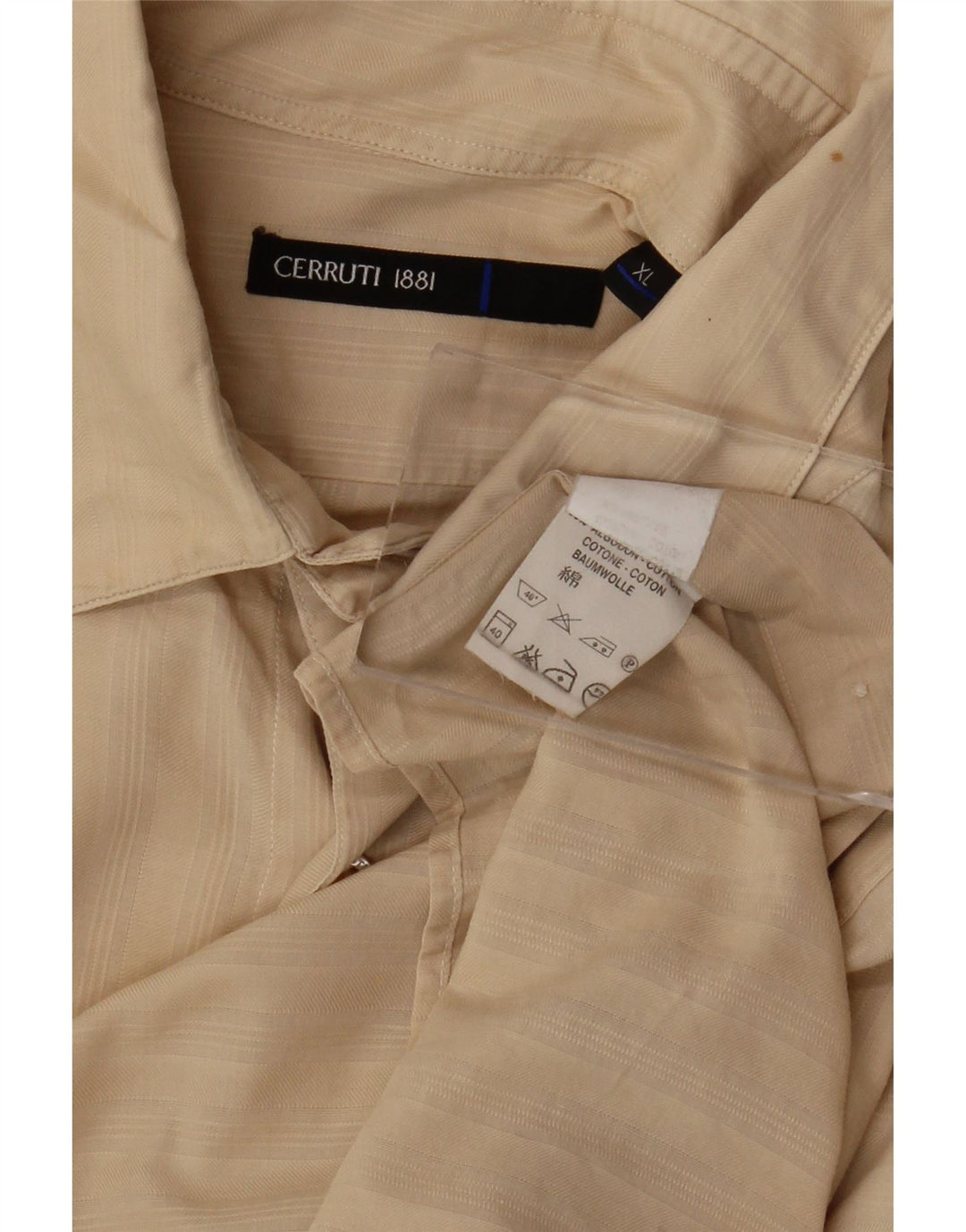 Cerruti 1881 herreskjorte XL beige ternet bomuld