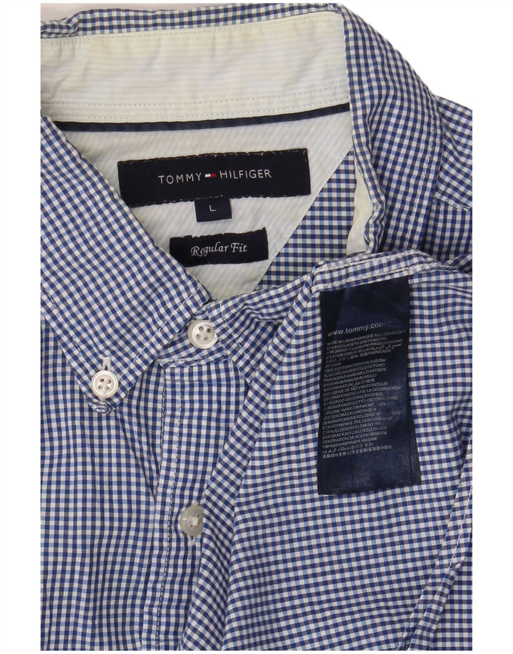 TOMMY HILFIGER Herre Regular Fit Skjorte Large Blue Gingham Cotton