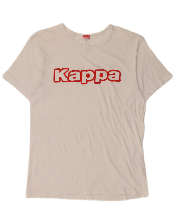 Kappa Dame Grafisk T-Shirt Top UK 14 Medium Hvid Bomuld