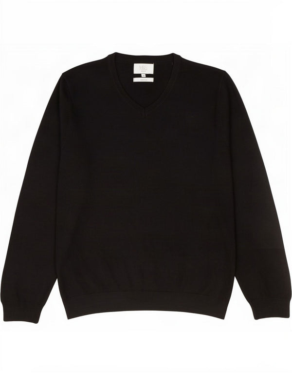 Marks & Spencer Herre Regular Fit V-hals sweater XL Black Cashmere