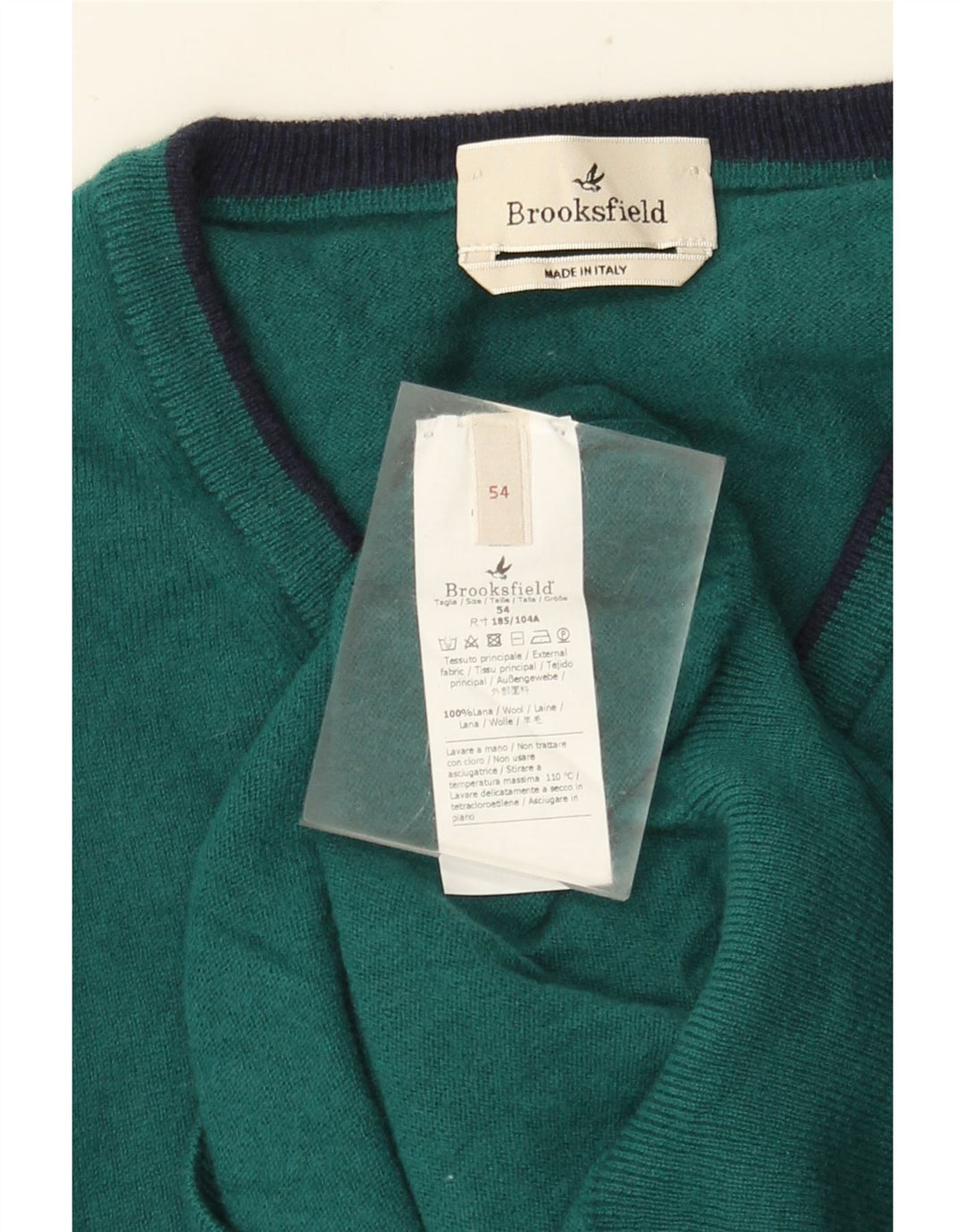 Brooksfield Herre V-hals sweater IT 54 XL Grøn Uld