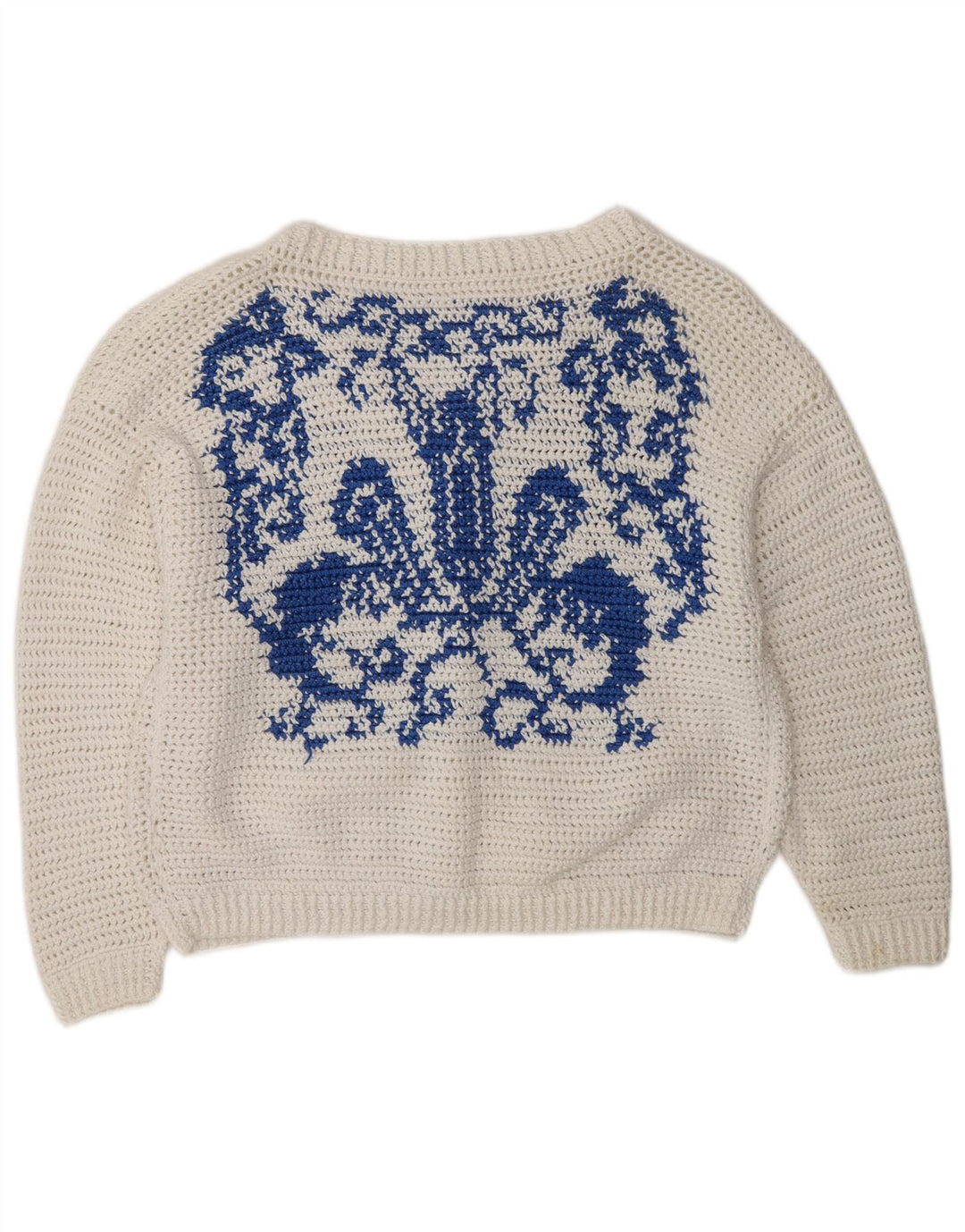 VINTAGE Womens Cardigan Sweater UK 16 Large White Colourblock