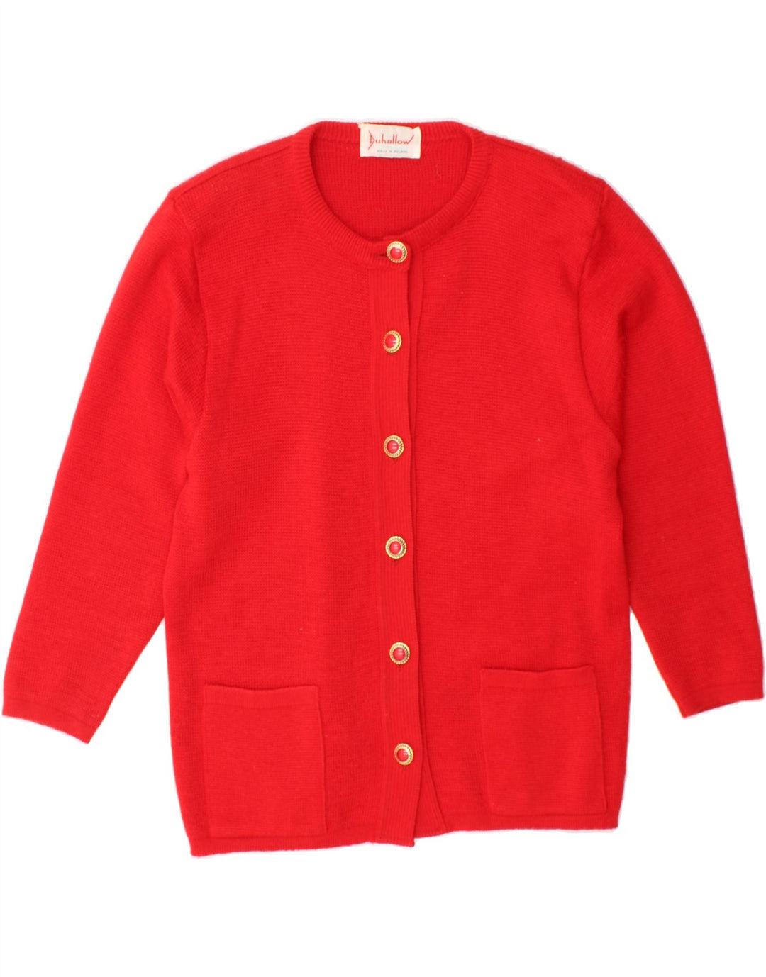 DUHALLOW Womens Cardigan Sweater UK 12 Medium Red Acrylic Vintage Duhallow and Second-Hand Duhallow from Messina Hembry 