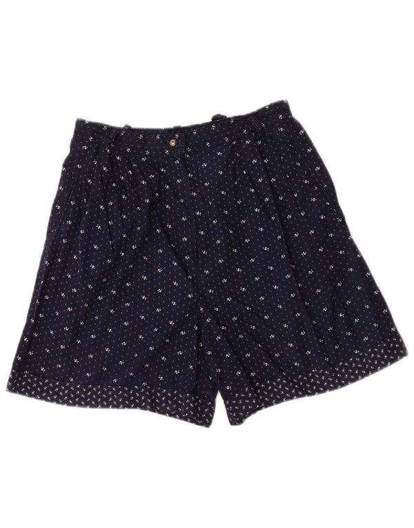 VINTAGE Womens High Waist Pegged Chino Shorts Medium W28 Navy Blue Floral